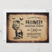 Vintages Skull Halloween Cocktail Party Einladung (Vorderseite)