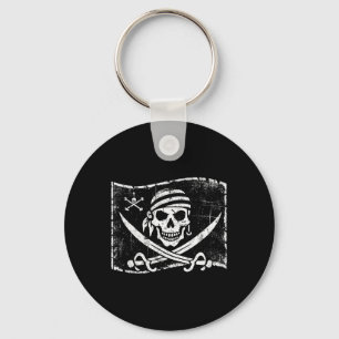 Vintages Skull-Pirate-Flag Witziges Halloween-Kost Schlüsselanhänger
