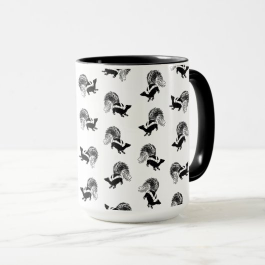 Vintages Skunkmuster CUSTOM HINTERGRUNDFARBE Tasse (VorderseiteRechts)