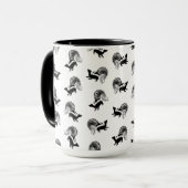 Vintages Skunkmuster CUSTOM HINTERGRUNDFARBE Tasse (Vorderseite Links)