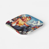 Vintages Snowboard-Button Pappteller (Gewinkelt)