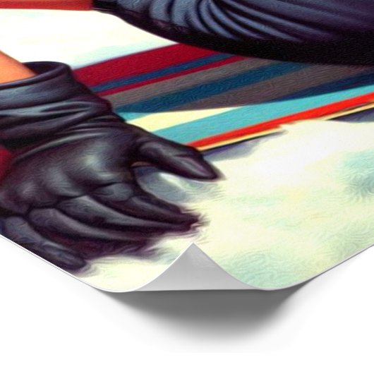 Vintages Snowboard-Button Poster (Ecke)