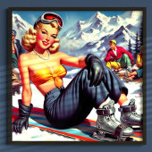 Vintages Snowboard-Button Poster