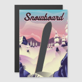 Vintages Snowboard-Reiseplakat Magnetkarte (Vorne/Hinten)