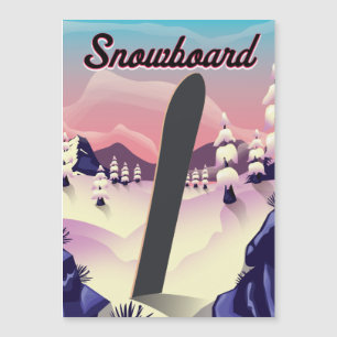 Vintages Snowboard-Reiseplakat Magnetkarte