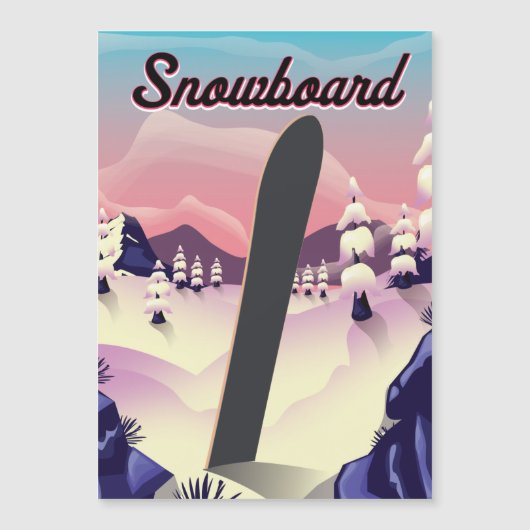 Vintages Snowboard-Reiseplakat Magnetkarte (Vorderseite)