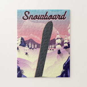 Vintages Snowboard-Reiseplakat Puzzle