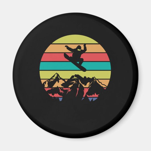 Vintages Snowboarder Wintersportgeschenk Magnet (Vorne)