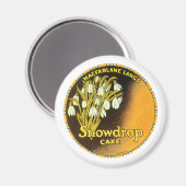 Vintages Snowdrop-Cake-Label Magnet (Vorderseite/Rückseite)