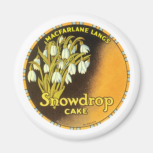 Vintages Snowdrop-Cake-Label Magnet (Vorne)