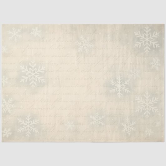 Vintages Snowflake Script Winter Decoupage Seidenpapier (Vorderseite)