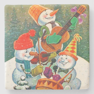 Vintages Snowman-Weihnachtsband Steinuntersetzer