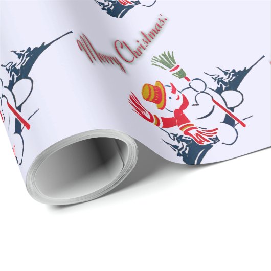 Vintages Snowman Wrapping Paper Geschenkpapier (Rolleneckpunkt)