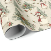 Vintages Snowmans Weihnachtslied Geschenkpapier (Rolleneckpunkt)