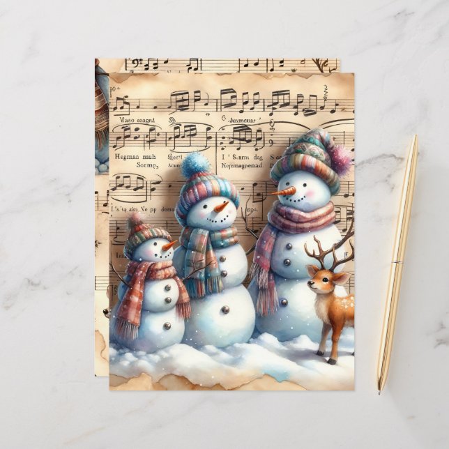 Vintages Snowmen-Scrapbook (Vorderseite/Rückseite Beispiel)