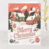 Vintages Snowy Village Weihnachten Karte (Gelbe Blume)