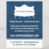 Vintages Sofa, elegantes Blau, Antiquitätenhändler Flyer (Vorne)