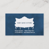 Vintages Sofa, elegantes Blau, Antiquitätenhändler Visitenkarte (Vorderseite)