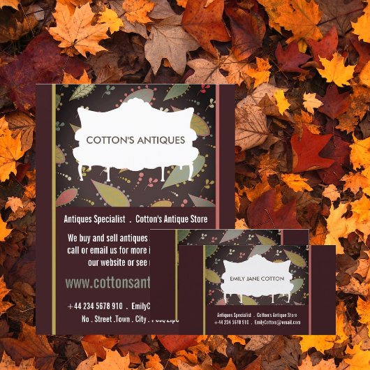 Vintages Sofa, Lila Boho Chic, antikes Store Flyer