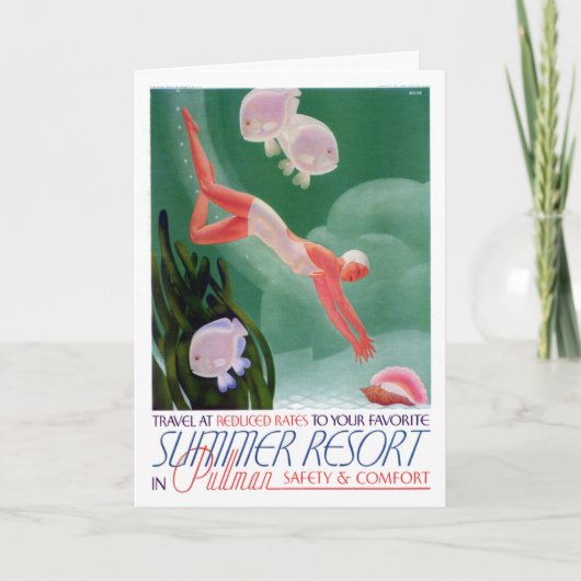 Vintages Sommerhotel Bahnreise Postkarte (Vorderseite)