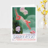 Vintages Sommerhotel Bahnreise Postkarte (Gelbe Blume)