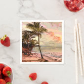 Vintages Sonnenaufgang Beach Palmen Dekoupage Serviette (Beispiel)