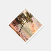 Vintages Sonnenaufgang Beach Palmen Dekoupage Serviette (Ecke)