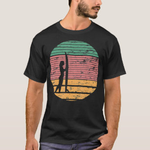 Vintages Sonnenaufgang Surfer Girl Rücken Retro Ge T-Shirt