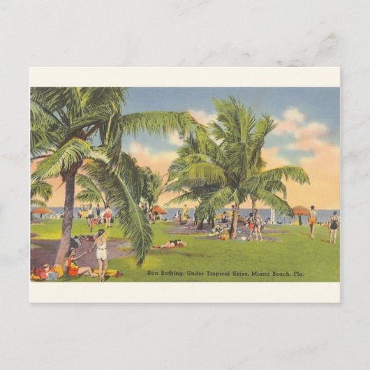 Vintages Sonnenbad Miami Beach Florida Postcard Postkarte (Vorderseite)
