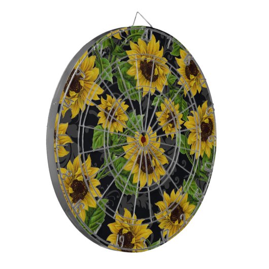 Vintages Sonnenblumemuster Dartscheibe (Vorderseite Links)