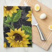 Vintages Sonnenblumemuster Küchentuch (Viertel Falte)