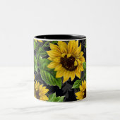 Vintages Sonnenblumemuster Zweifarbige Tasse (Mittel)