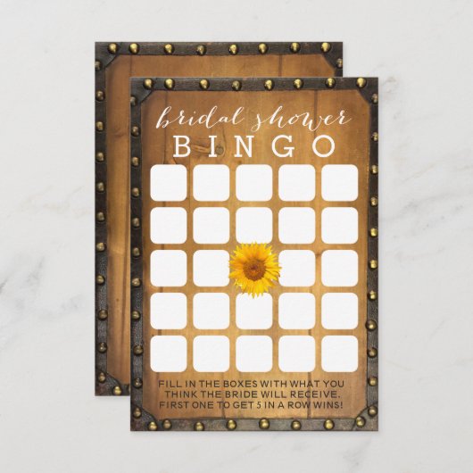 Vintages Sonnenblumen Country Brautparty Bingo Spi (Vorne/Hinten)