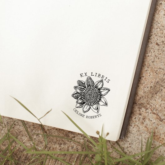 Vintages Sonnenblumenbuch Ex Libris Gummistempel