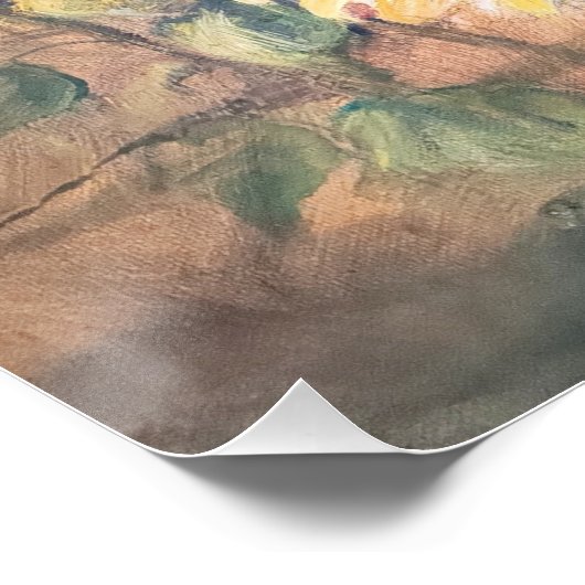 Vintages Sonnenblumenfeld Poster (Ecke)