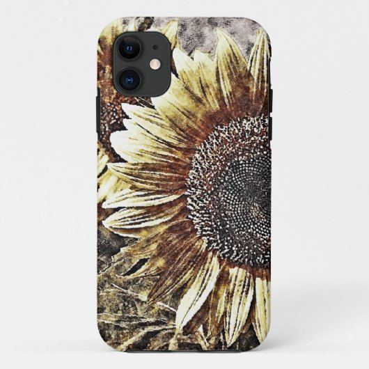 Vintages Sonnenblumenmuster #4 - iPhone Case (Rückseite)