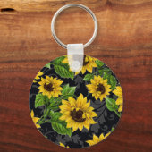 Vintages Sonnenblumenmuster Schlüsselanhänger (Vorderseite)