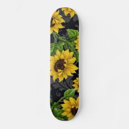 Vintages Sonnenblumenmuster Skateboard