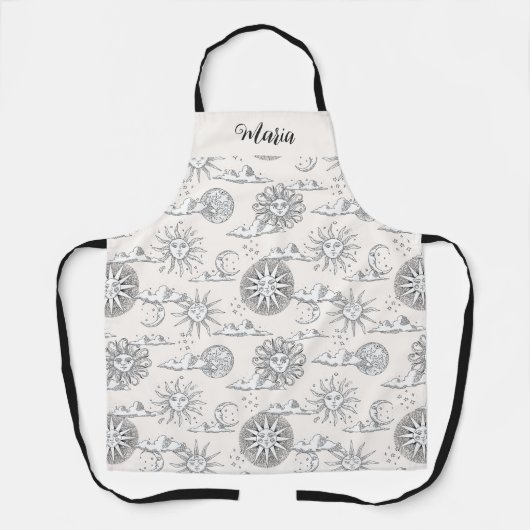 Vintages Sonnenmond Himmelsmuster Personalisiert Schürze (Vorderseite)