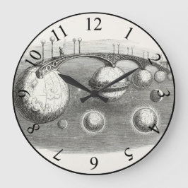 Vintages Sonnensystem Schwarz-Weiß-Surreal Große Wanduhr