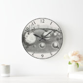 Vintages Sonnensystem Schwarz-Weiß-Surreal Große Wanduhr (Zuhause)
