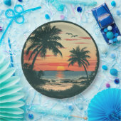 Vintages Sonnenuntergang Beach Tropical Party Cele Pappteller (Party)