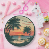 Vintages Sonnenuntergang Beach Tropical Party Cele Pappteller (Party)