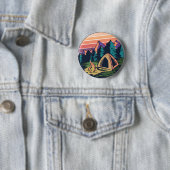 Vintages Sonnenuntergang Camping Mountain Scene De Button (Beispiel)