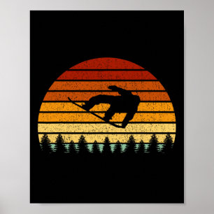 Vintages Sonnenuntergang-Geschenk für Snowboarder Poster