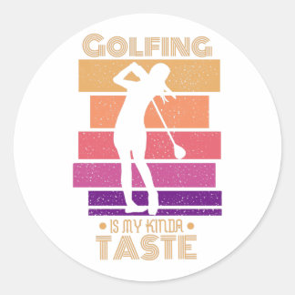 Vintages Sonnenuntergangsgolfen ist mein Geschmack Runder Aufkleber