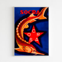 Vintages sowjetisches Ad-Poster "Canned Sturgeon S