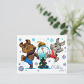 Vintages sowjetisches Neujahr/Weihnachts-Postkarte Postkarte (Stehend Vorderseite)