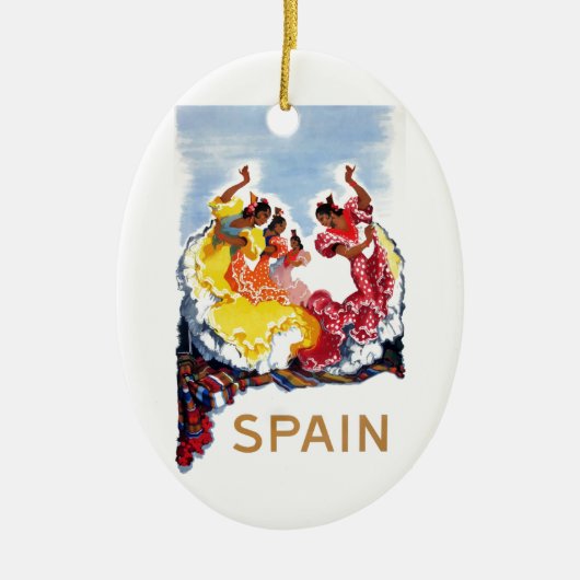Vintages Spanien-Flamenco-Tänzer-Reise-Plakat Keramikornament (Vorne)