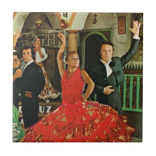 Vintages Spanien, Flamencotänzer Fliese (Vorderseite)